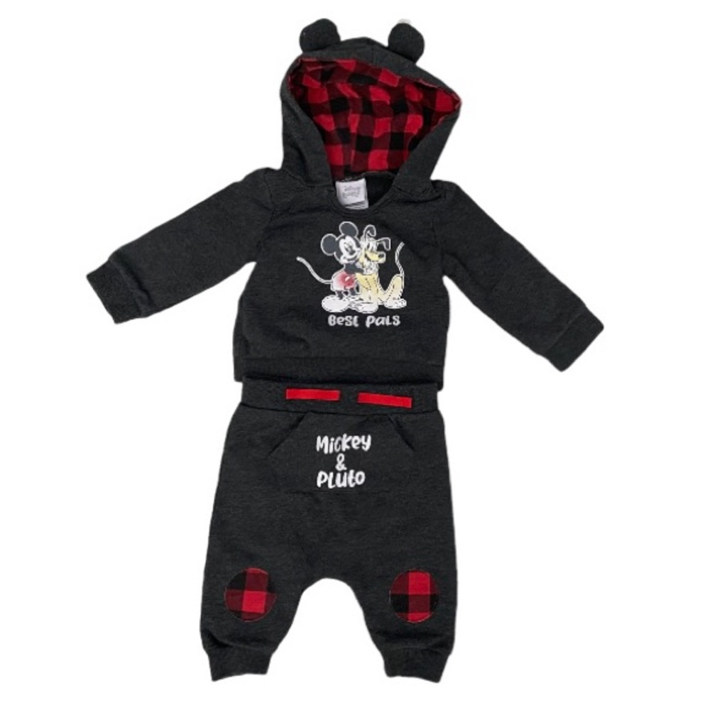 6-9m Disney Mickey & Pluto Baby Sweatsuit Sweats Hooded Sweatshirt Hoodie Set 9m